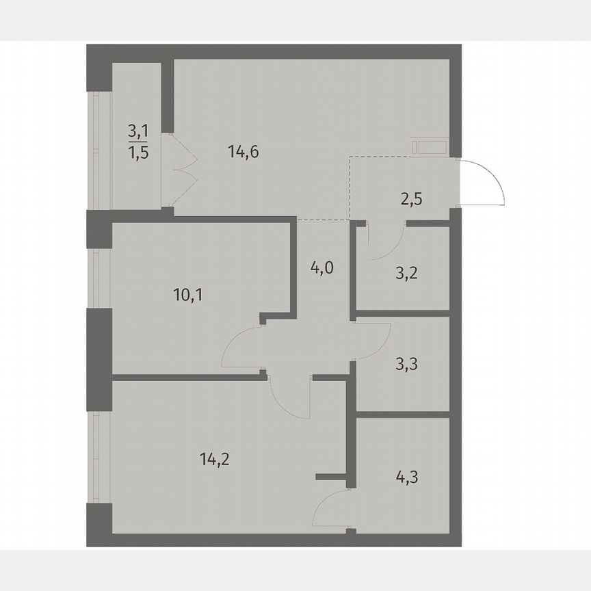 2-к. квартира, 57,7 м², 7/12 эт.