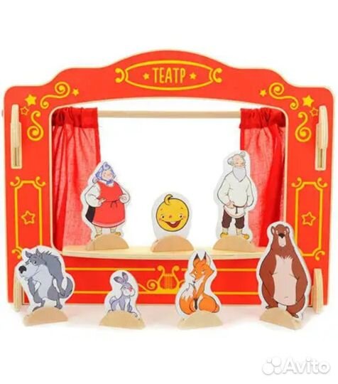 Игрушки из дерева Кукольный театр 16 предметов