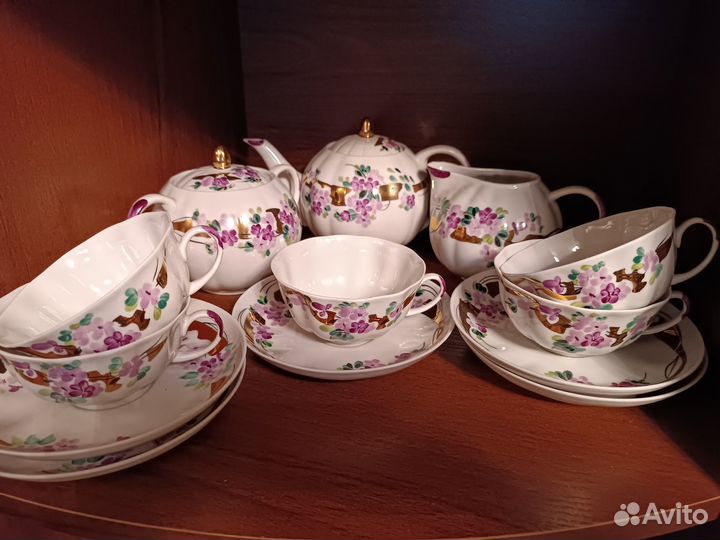 Чайный сервиз на 5 персон, тонкий фарфор,Дулево