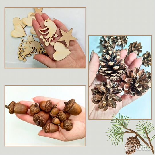 Шишки для поделок и декора из шишек сосновых, желу