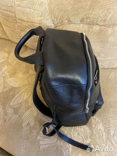 Женский кожаный рюкзак черный, Эконика, базовый