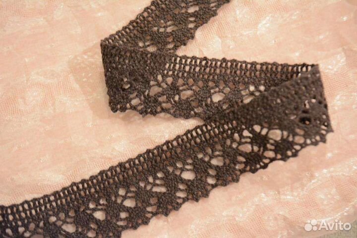 Кружево хлопковое, коричневое. Ширина 3 см