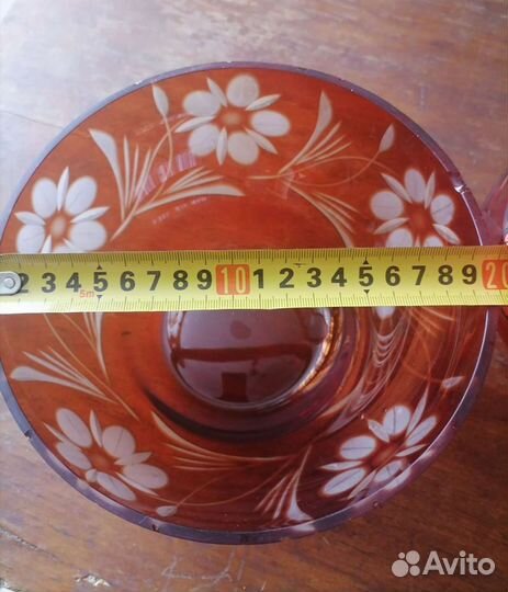 Ваза конфетница салатница, цветное стекло