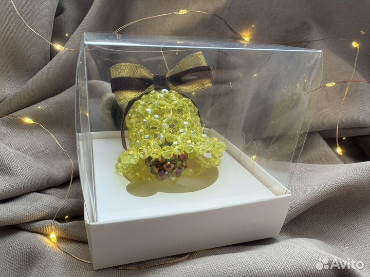 Елочные игрушки из хрустальных бусин колокольчик