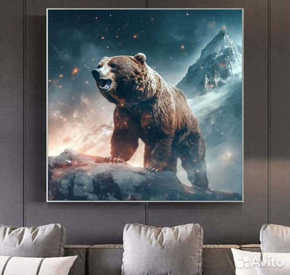 Картина маслом медведь на горе