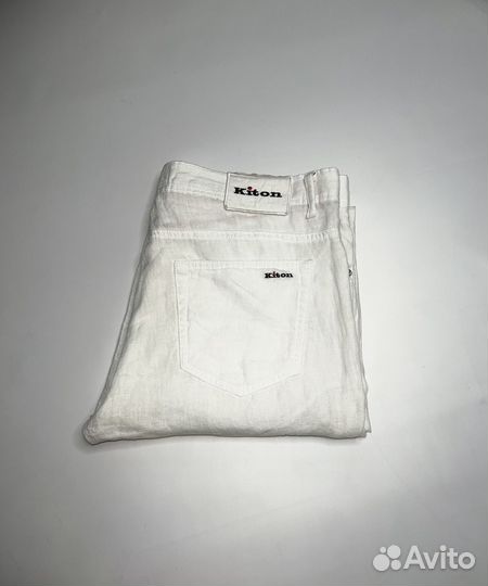 Белые льняные брюки kiton оригинал