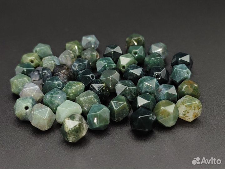 Агат моховой бусины огранка 8 мм