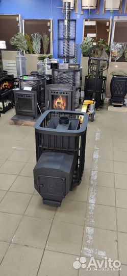 Печь для бани Варвара каменка удлиненная топка