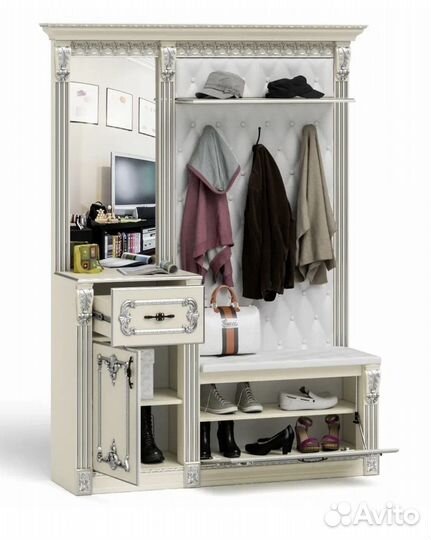 Прихожая «Визит» оригинал белая серебро