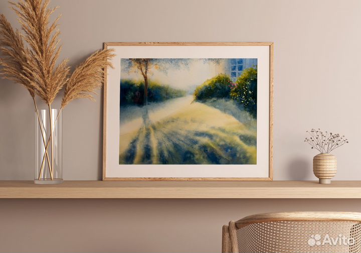 Картина акварель 24х35см Пейзаж 