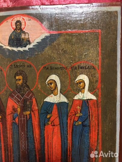 Старинная икона Семейная 19век