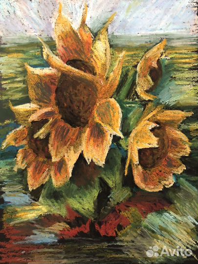 Картины масляная пастель ручная работа