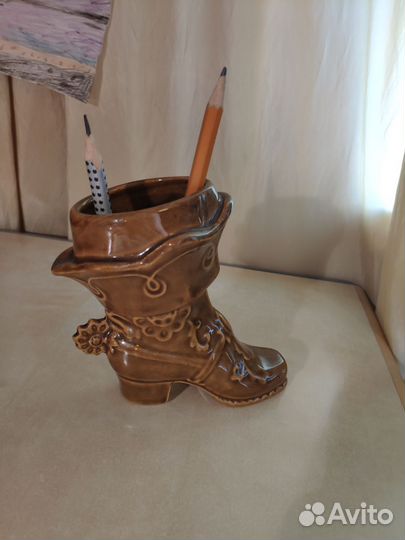 Сапожок. Карандашница. Винтаж