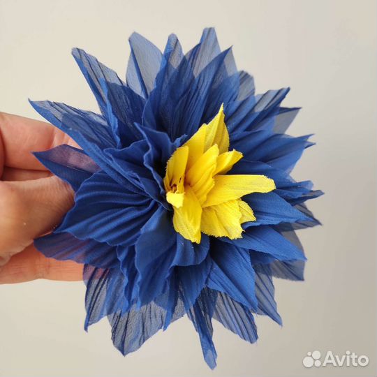 Брошь из ткани, пион, роза, 13см