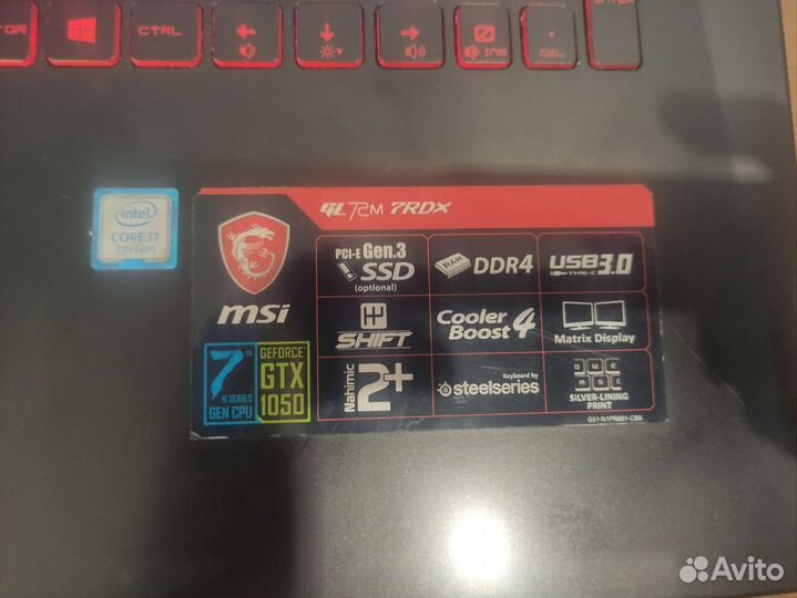 Игровой ноутбук msi gl72m 7rdx 17,3