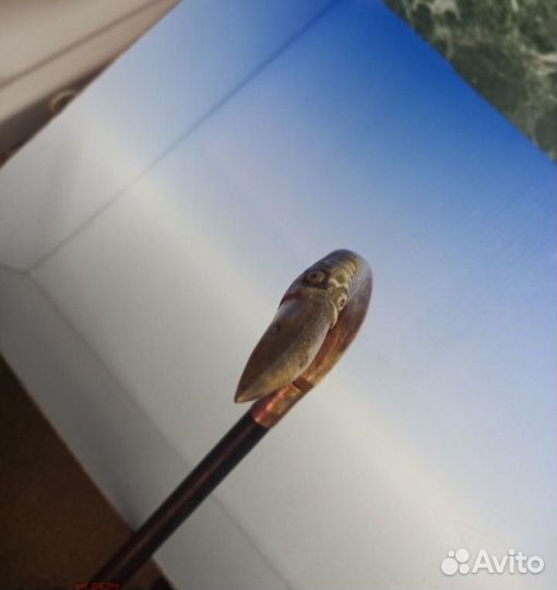 Трость птица рог резьба латунь кость