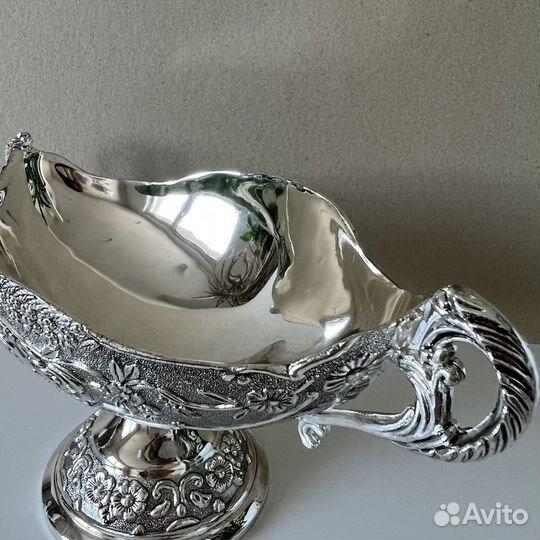 Ваза / фруктовница металлическая никелированная