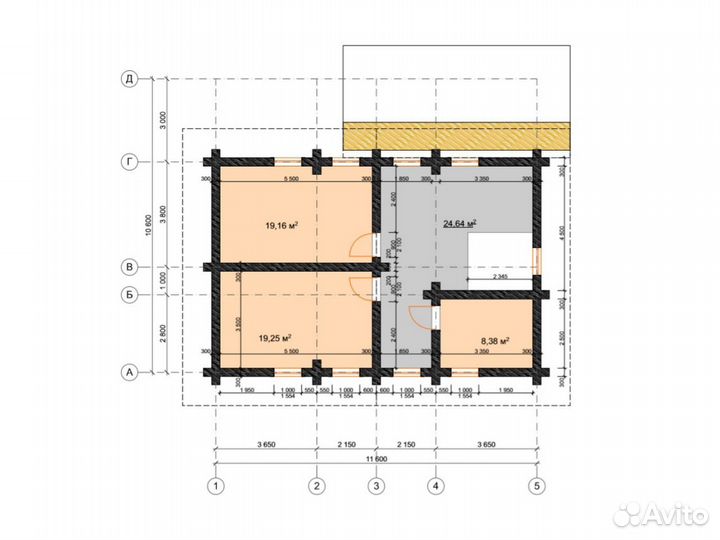 Сруб дома из бревна 161м2. Проект 