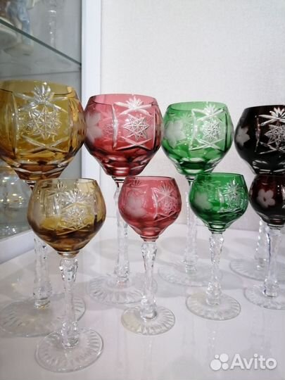 Фужеры цветной хрусталь. De Lorrain. Франция