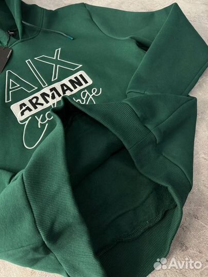Худи Armani Exchange зеленый c начесом