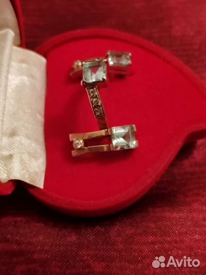 Золотой комплект серьги и кольцо