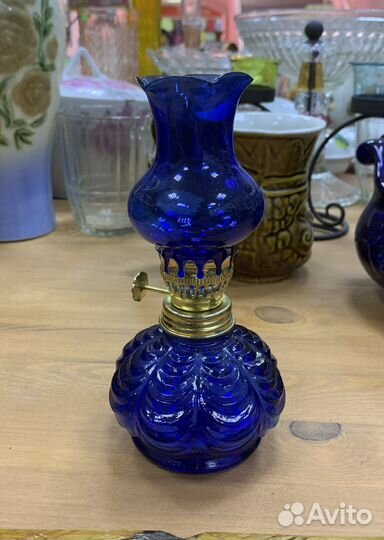 Лампа кобальт стекло, масленная