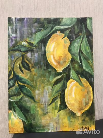 Картина Лимоны (акрил, грунтованный картон, 30x40)