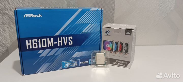 Комплект AsRock h610 + i3 12100f + кулер