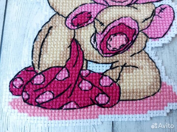 Мишка Тедди готовая вышивка крестом