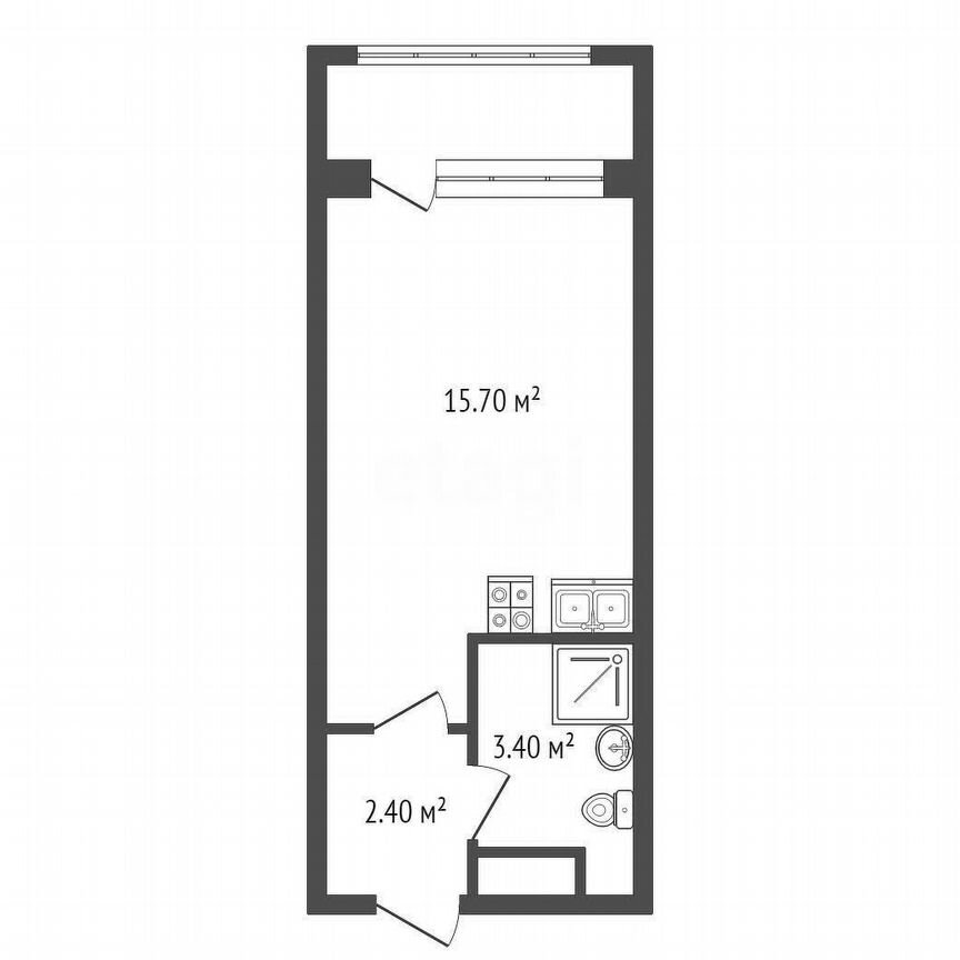 Квартира-студия, 22,9 м², 13/13 эт.
