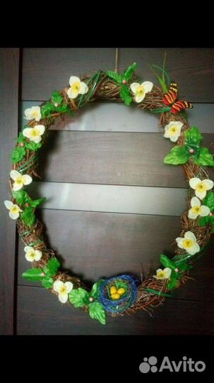 Венок декор для дома. Кольцо. Нарциссы. Цветы