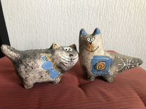Фигурки глинянные кот и кошка