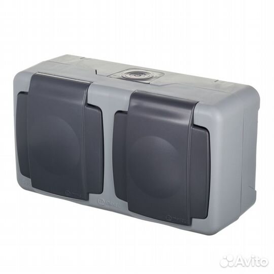 Розетка 36064206 двойная открытая установка серая