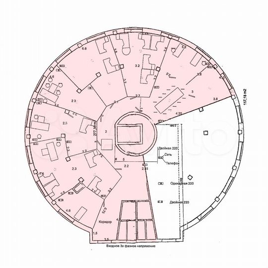 Офисное помещение площадью 307,9 кв. м