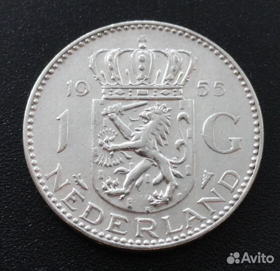 Нидерланды 1 гульден 1955, серебро (4)