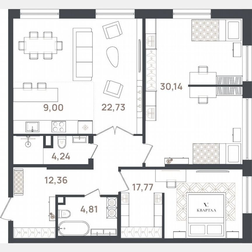 2-к. квартира, 101,1 м², 2/3 эт.
