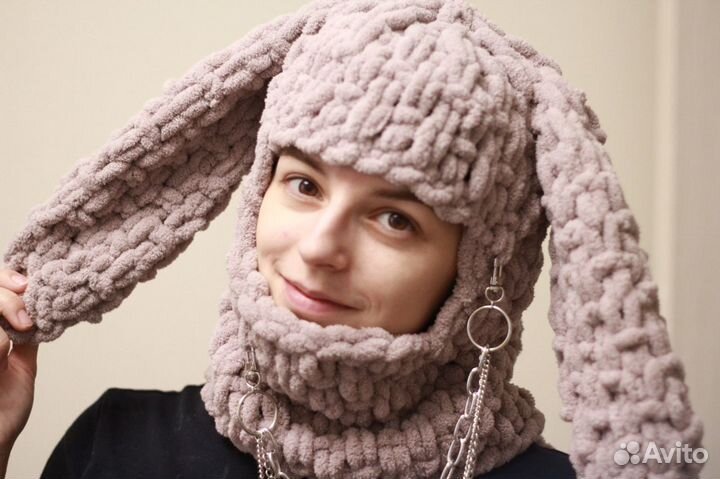 Плюшевая балаклава с ушами, тренд тик ток
