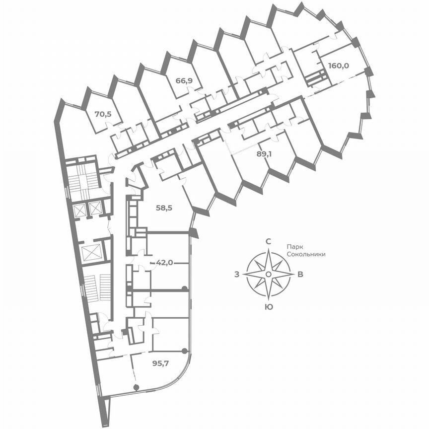 1-к. апартаменты, 58,5 м², 20/21 эт.