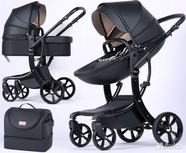 Коляска трансформер 2 в 1 luxmom эко-кожа