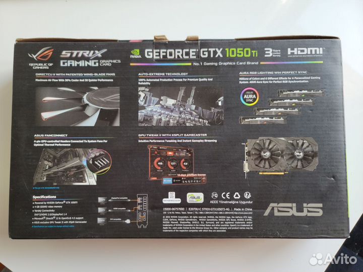 Видеокарта asus ROG strix 1050 TI 4g