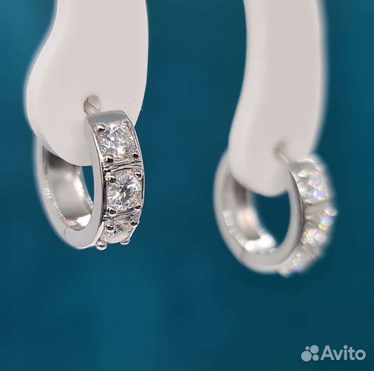 Серьги кольца с бриллиантами (муассанитами) 0,6ct