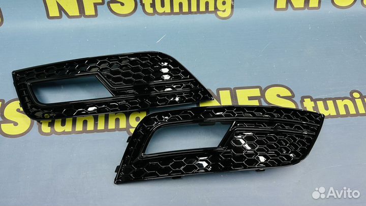 Решетки под птф для Audi A4 RS4 B8.5 LCI черные