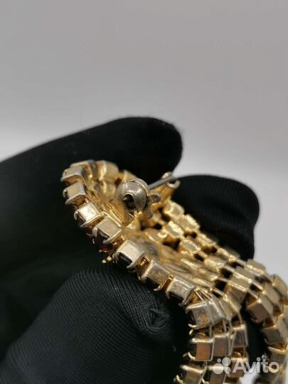 Брошь с красными камнями Винтаж Бижутерия (Ч)