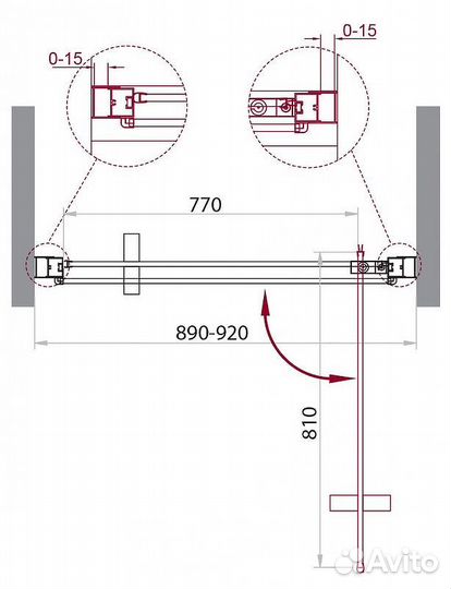 Душ. дверь BelBagno 90x195 marmi-b-1-90-c-cr