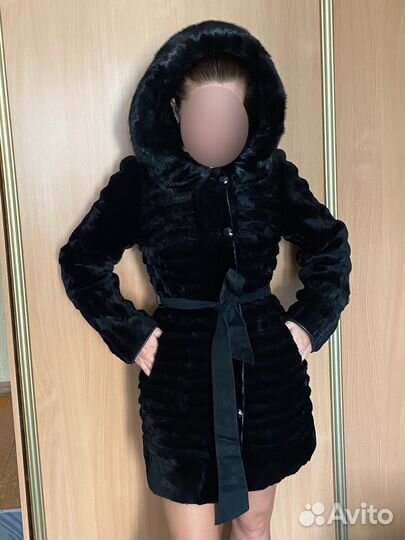 Шуба мутоновая с капюшоном