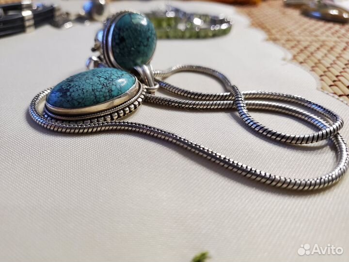 Колье серебро с бирюзой