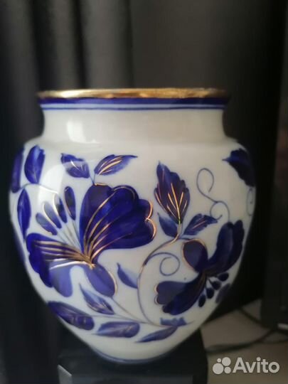 Винтажная ваза Синие цветы Гжель 50-60гг СССР