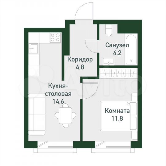 1-к. квартира, 35,6 м², 3/3 эт.