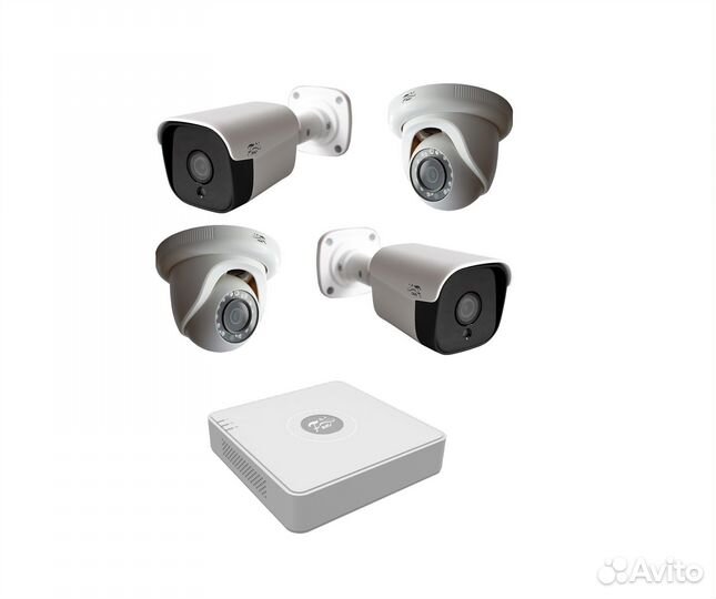 Цифровое видеонаблюдение/4камеры/2MP/интернет/POE