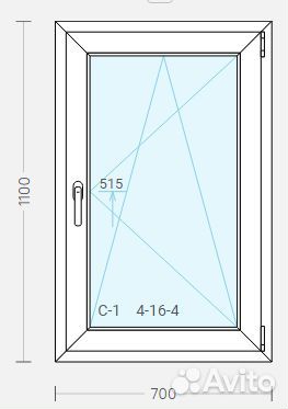 Пластиковое окно 700*1100